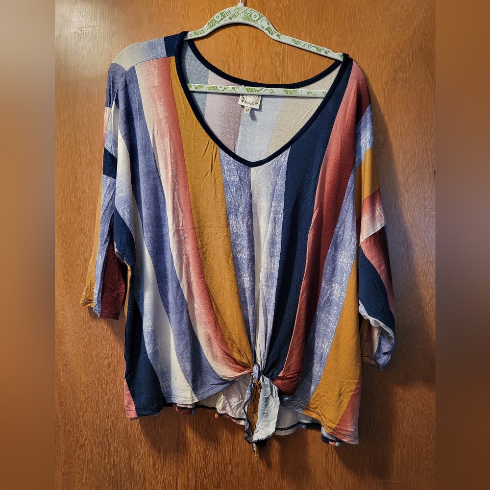 Striped V-neck Top